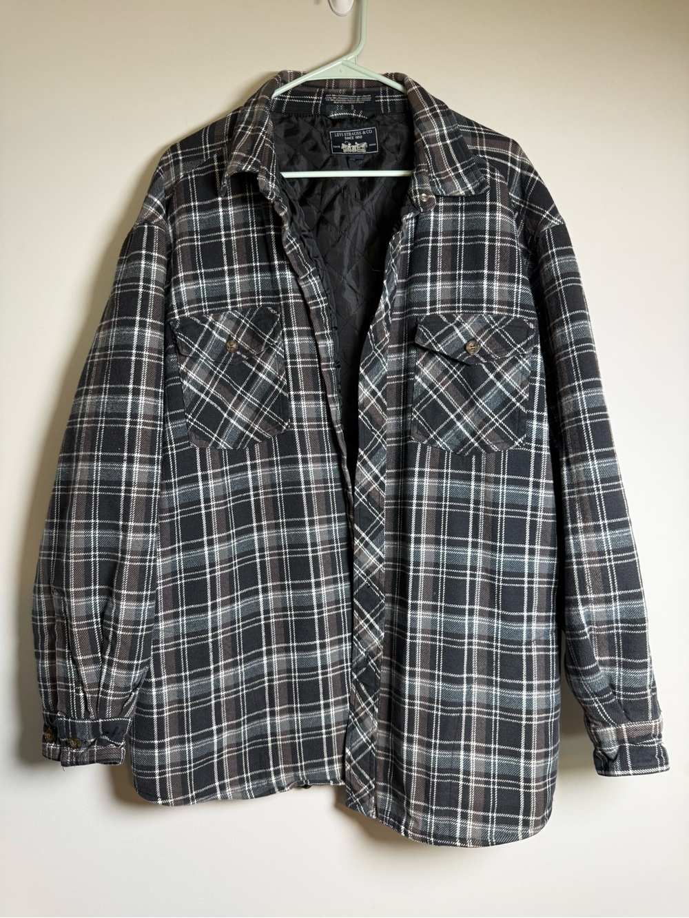 Levi Strauss & Co Men's Plaid Quilted Flannel Shirt Jacket Workwear Cabincore XL